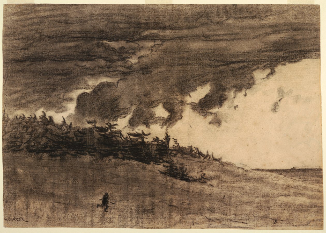 Rysunek, Nadchodząca burza (brzeg z zachmurzonym niebem), prawdopodobnie 1884 r. autorstwa Winslow Homer