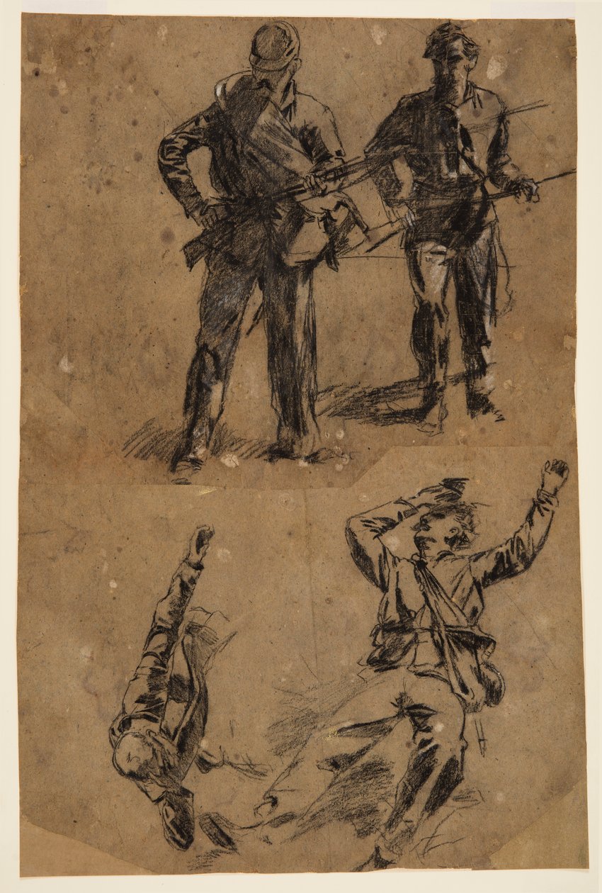 Rysunek, Studia żołnierzy, 1863-65 autorstwa Winslow Homer