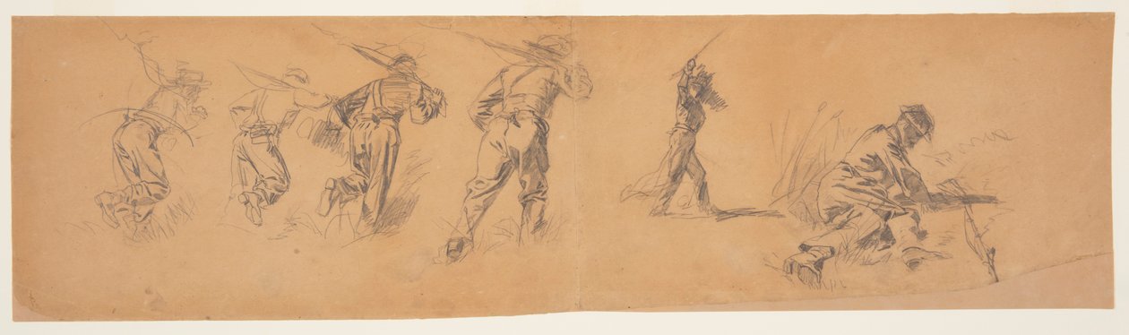 Rysunek, Studia żołnierzy, 1863-65 autorstwa Winslow Homer