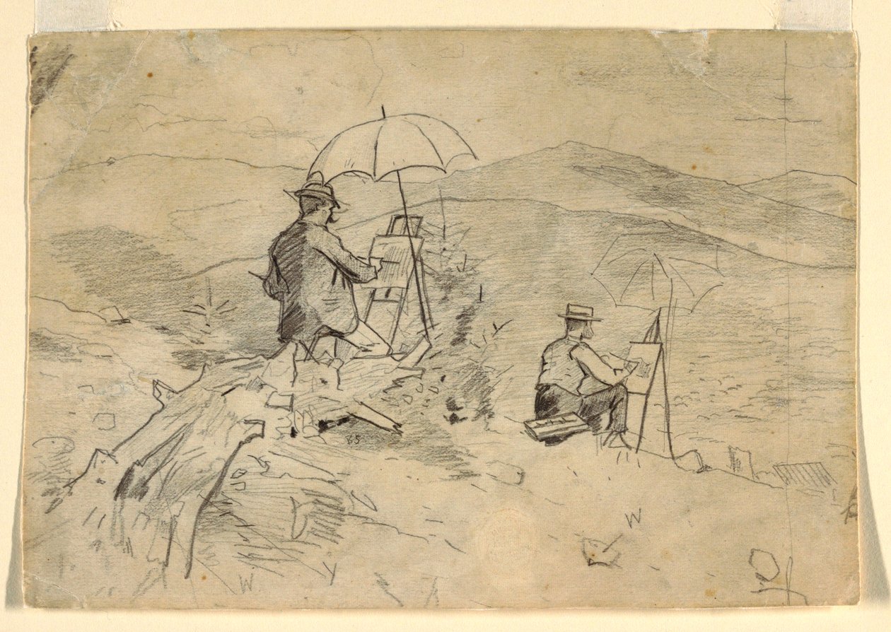 Rysunek, studium do "Artists Sketching in the White Mountains" i "The Artist in the Country", 1868 r. autorstwa Winslow Homer