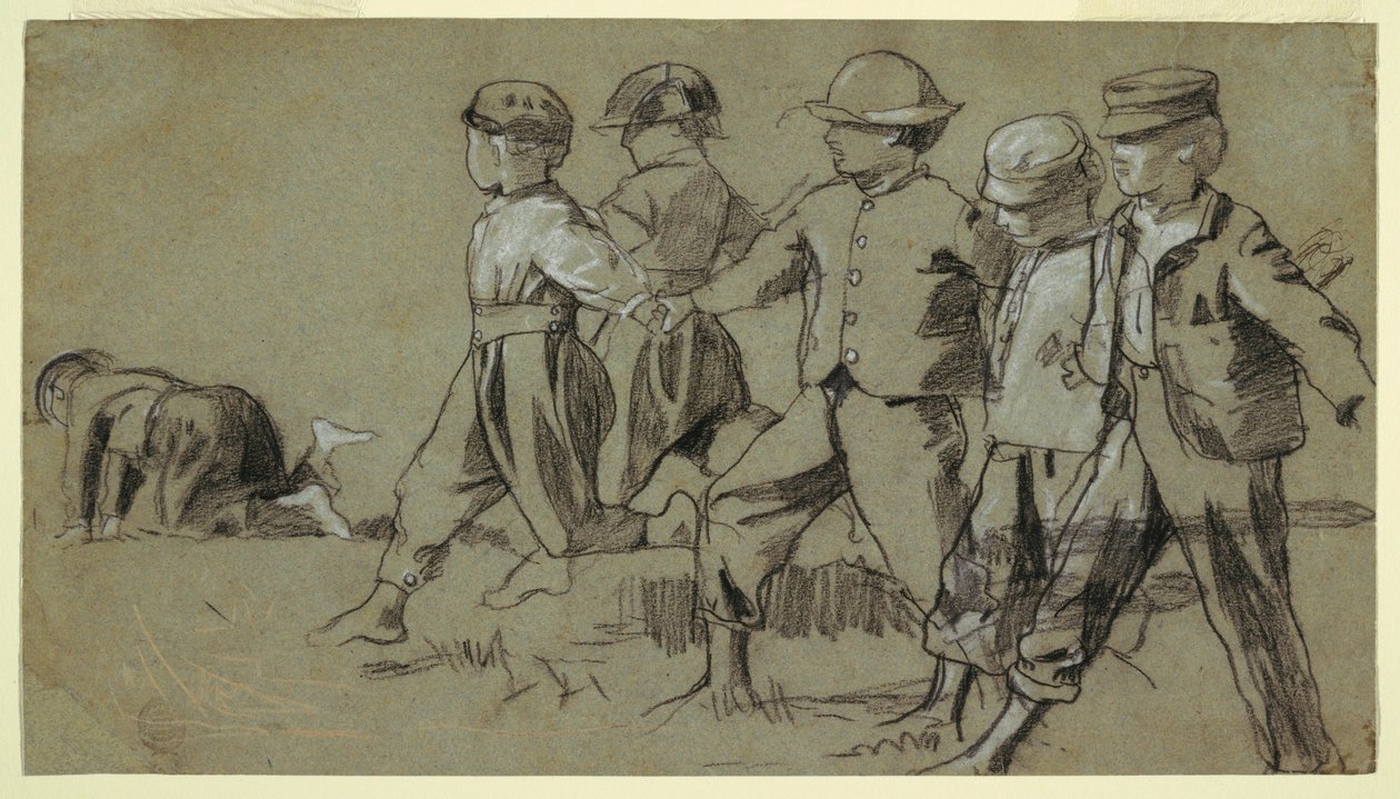 Rysunek, studium do filmu "Snap the Whip", 1872 r. autorstwa Winslow Homer