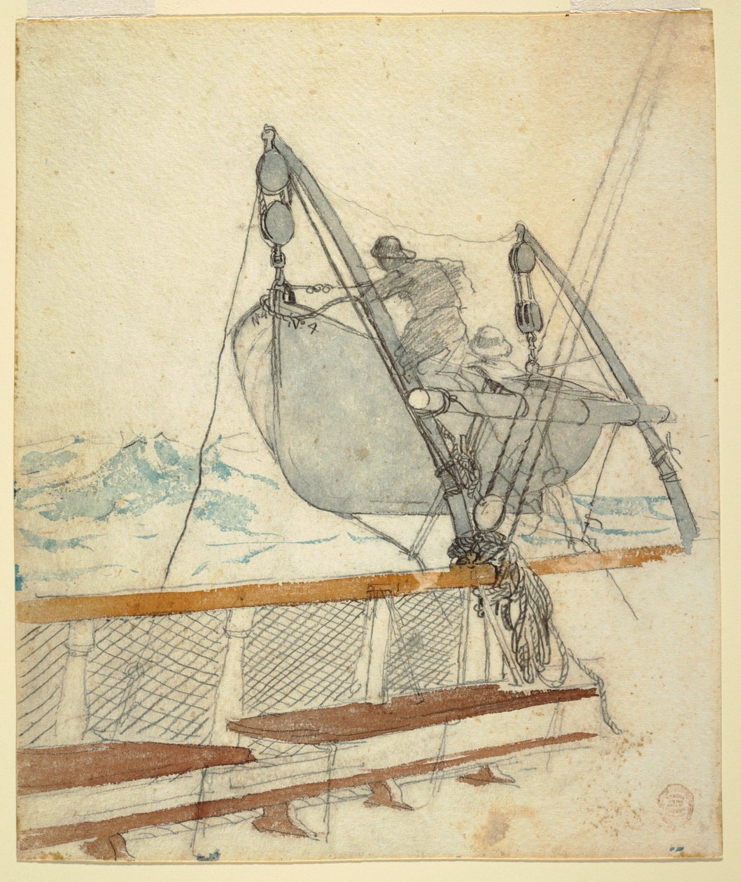 Rysunek, studium do "Sygnału niepokoju", 1881 r. autorstwa Winslow Homer