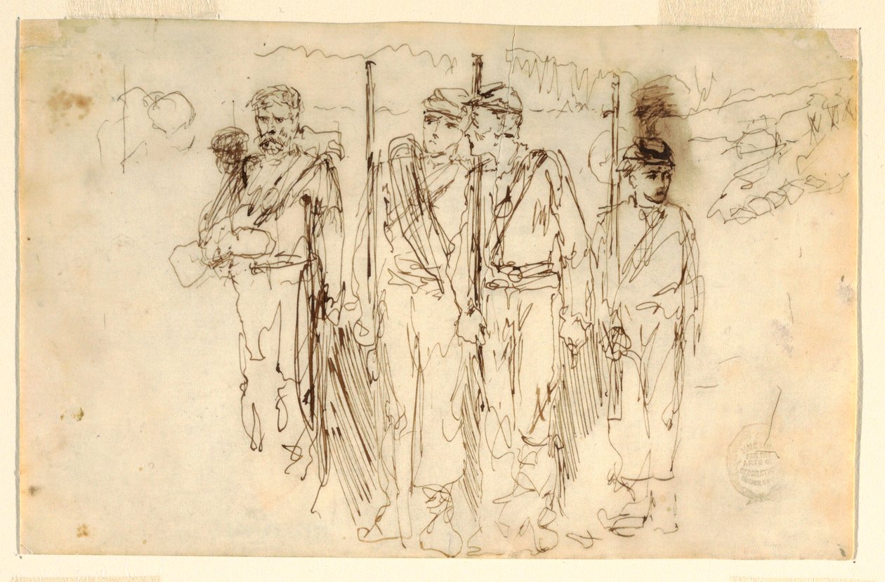 Rysunek, Wędrujący ranni, 1861-62 autorstwa Winslow Homer