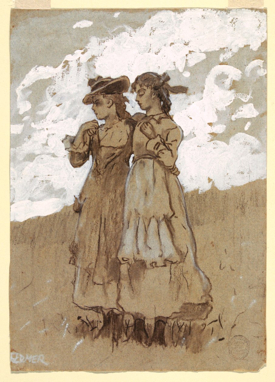 Rysunek, dwie młode dziewczyny, 1878-79 autorstwa Winslow Homer