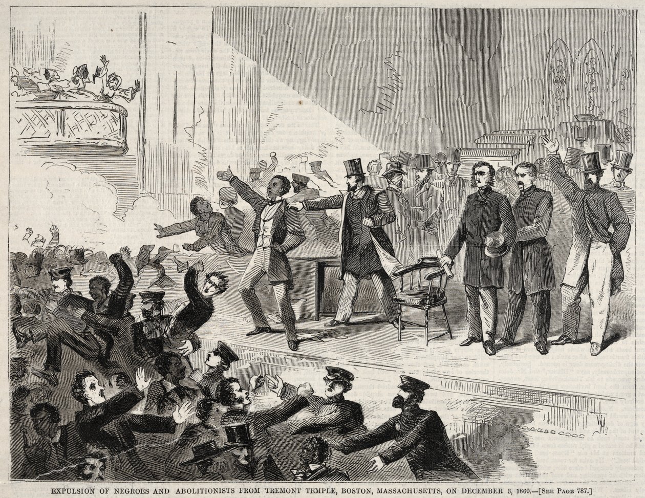 Wydalenie Murzynów i abolicjonistów z Tremont Temple w Bostonie, Massachusetts, 3 grudnia 1860 r. autorstwa Winslow Homer