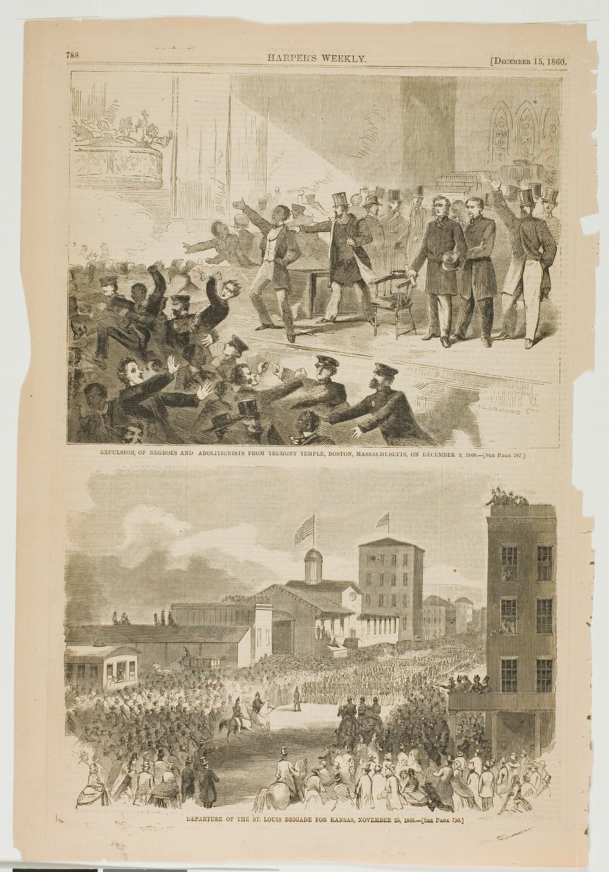 Wydalenie Murzynów i abolicjonistów z Tremont Temple w Bostonie, Massachusetts, 3 grudnia 1860 r. autorstwa Winslow Homer