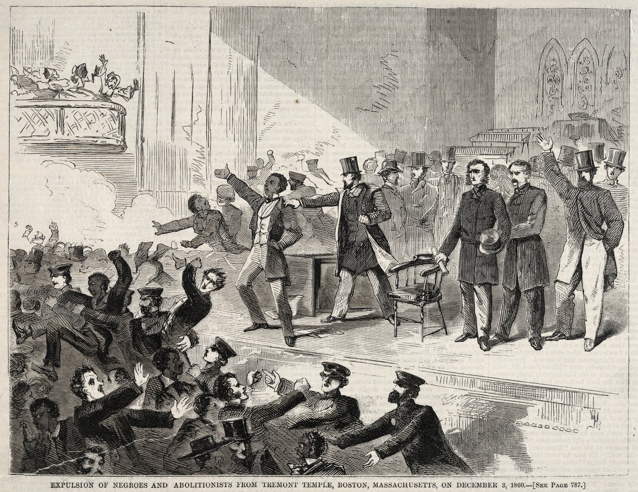 Wypędzenie Czarnych i abolicjonistów z Tremont Temple, Boston, Massachusetts…, 1860. autorstwa Winslow Homer