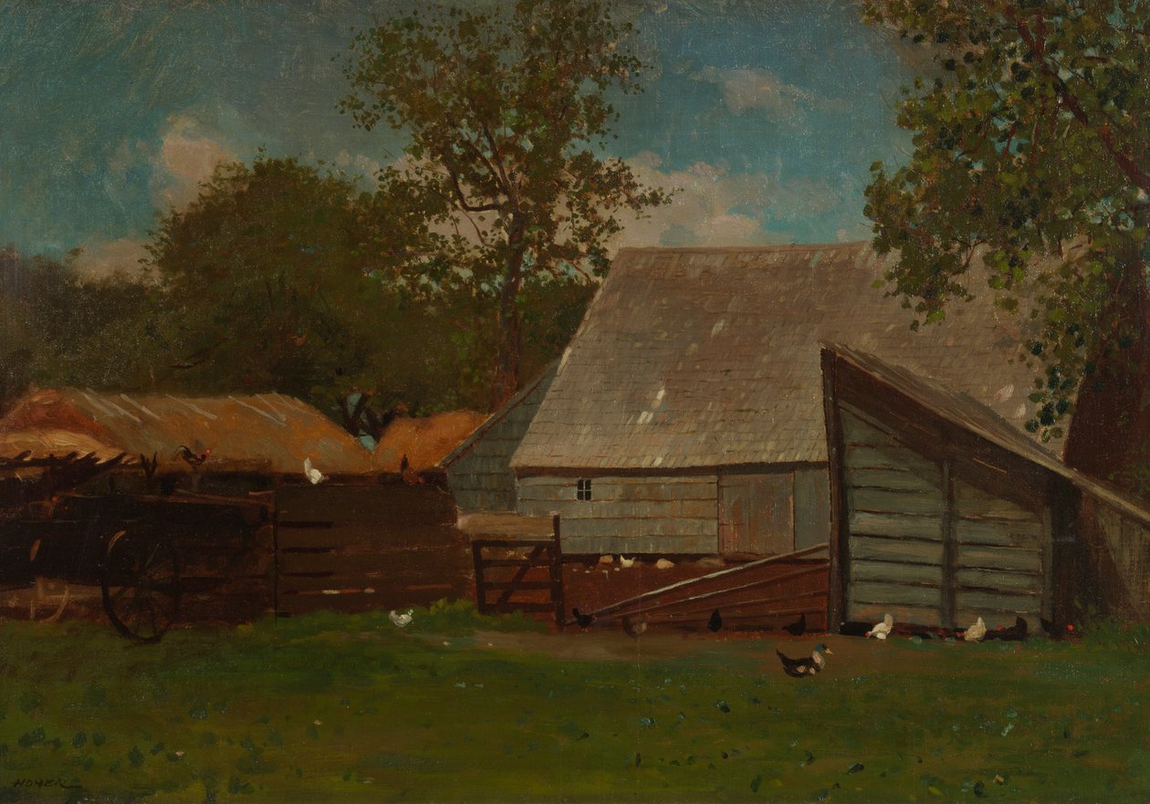 Gospodarstwo z kaczkami i kurczakami, 1872-73. autorstwa Winslow Homer