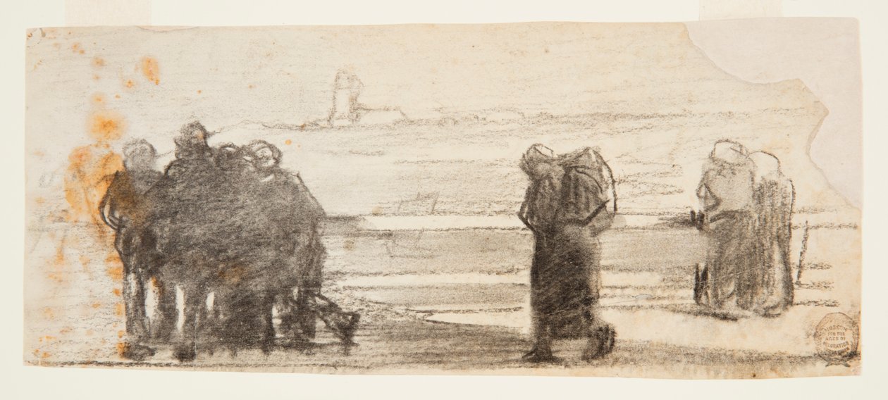 Figurki z widokiem na zatokę i małą łódkę, Cullercoats, Anglia autorstwa Winslow Homer