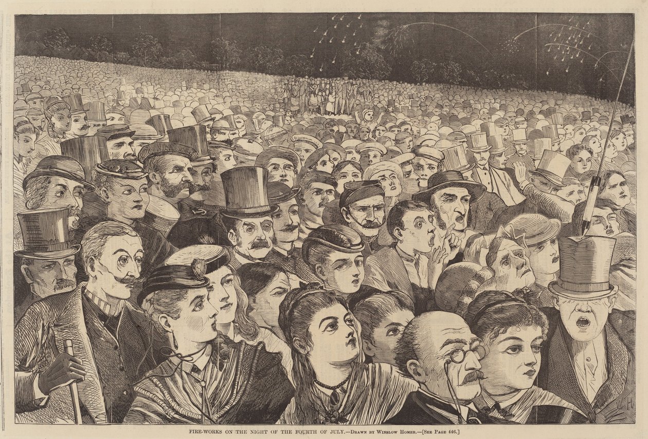 Fire Works w nocy 4 lipca, opublikowane 1868. autorstwa Winslow Homer