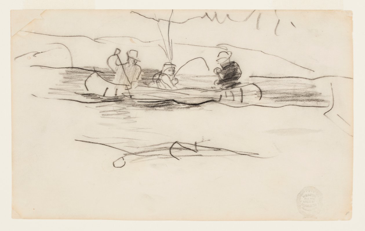 Rybak i dwóch innych mężczyzn w kajaku autorstwa Winslow Homer