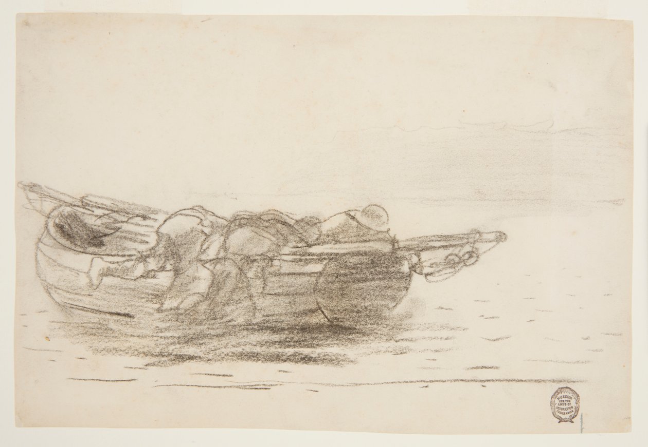 Rybacy wspinający się po Gunwales, Cullercoats, Anglia autorstwa Winslow Homer