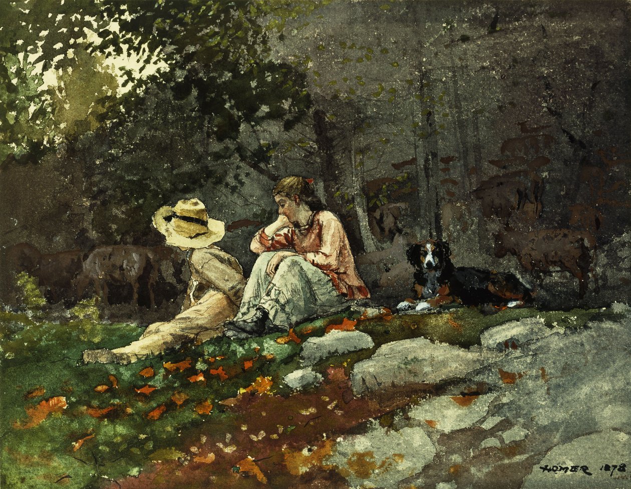 Stado owiec, farma Houghton, 1878 autorstwa Winslow Homer