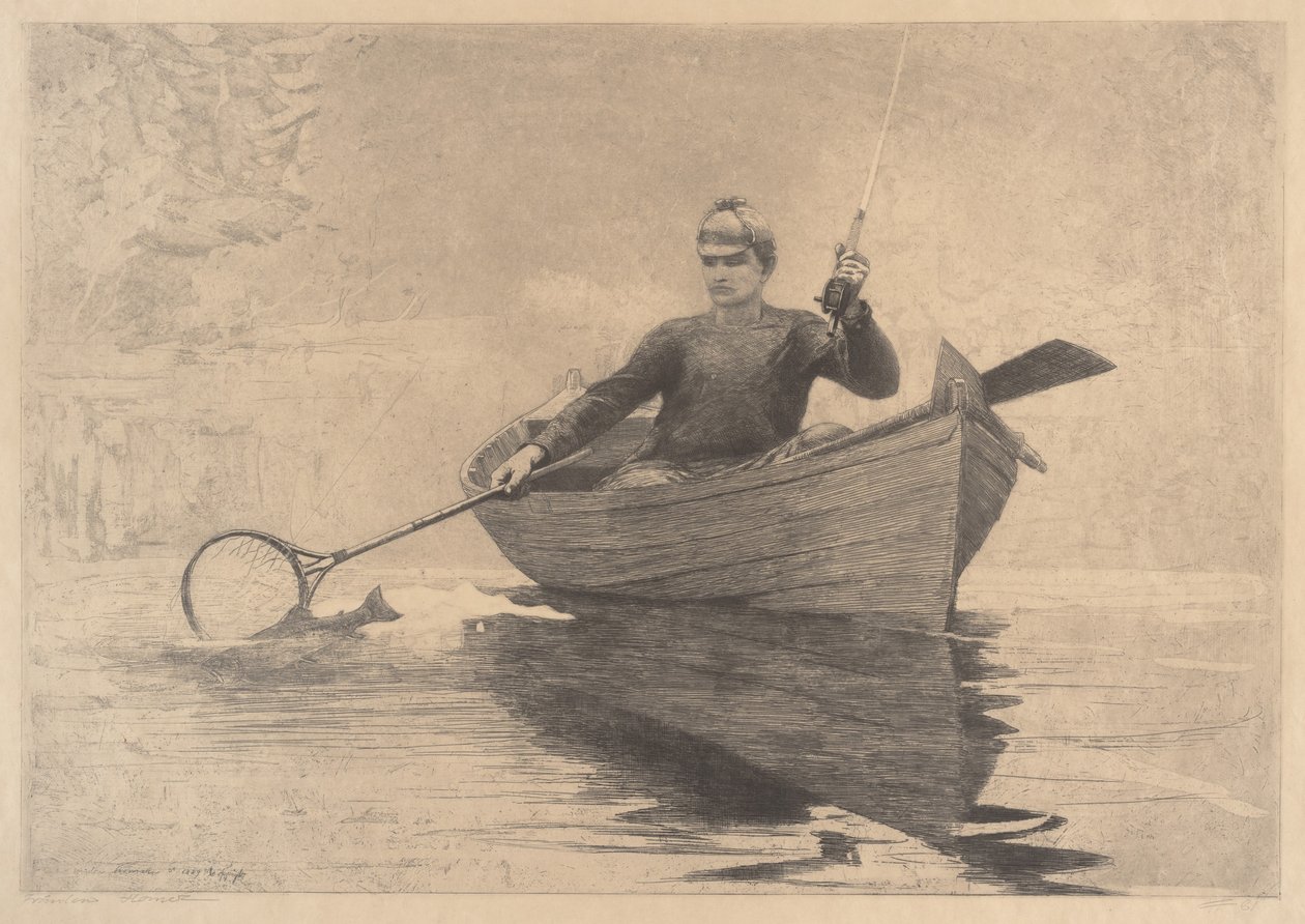 Wędkarstwo muchowe, jezioro Saranac autorstwa Winslow Homer