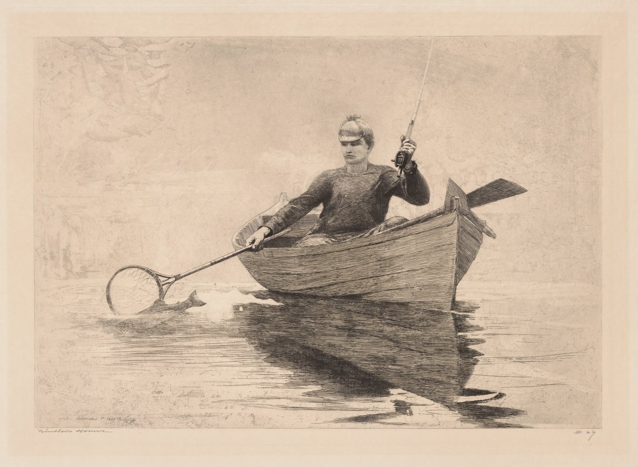 Wędkarstwo muchowe, jezioro Saranac autorstwa Winslow Homer