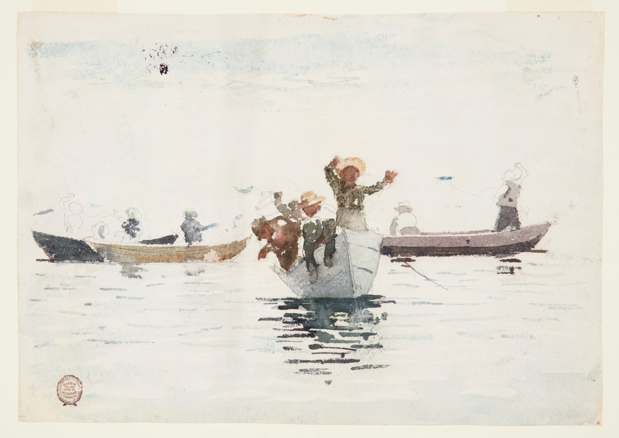 Cztery łodzie wiosłowe z dziećmi autorstwa Winslow Homer