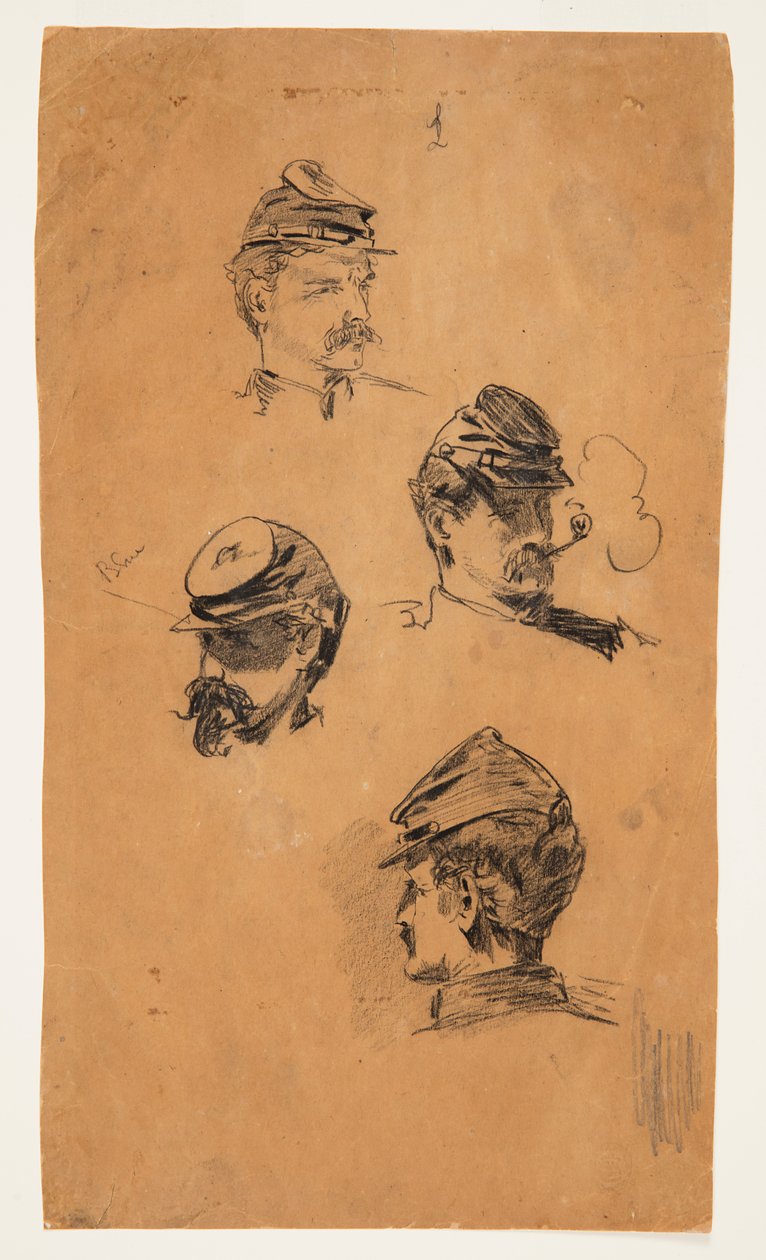 Cztery badania głów żołnierzy autorstwa Winslow Homer