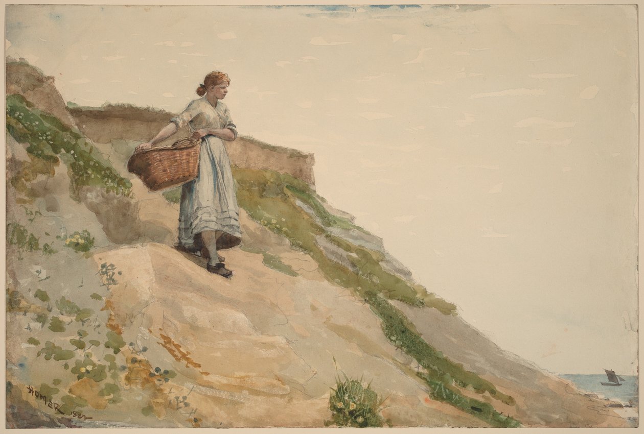 Dziewczynka niosąca koszyk autorstwa Winslow Homer