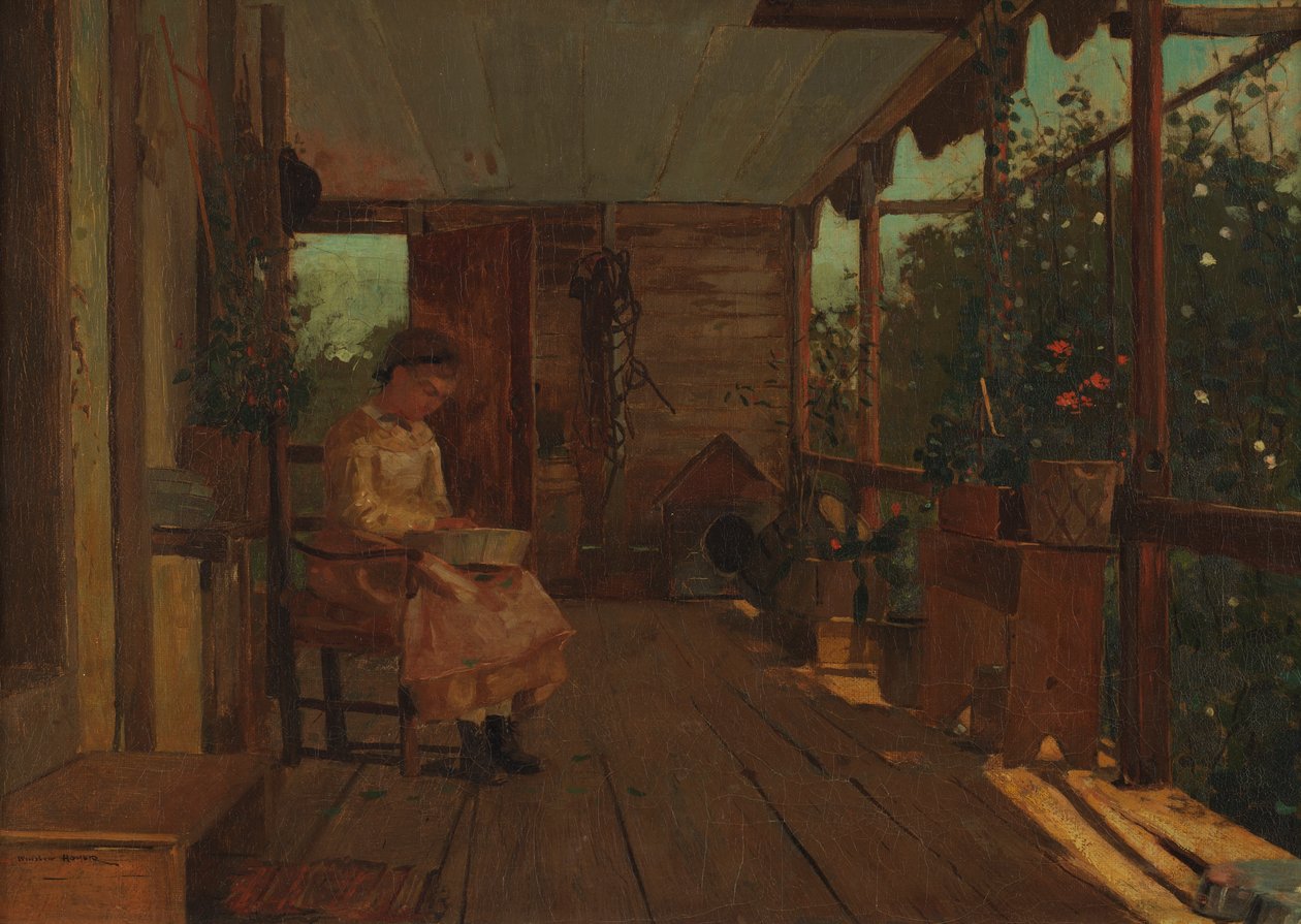 Dziewczyna łuskająca groszek autorstwa Winslow Homer