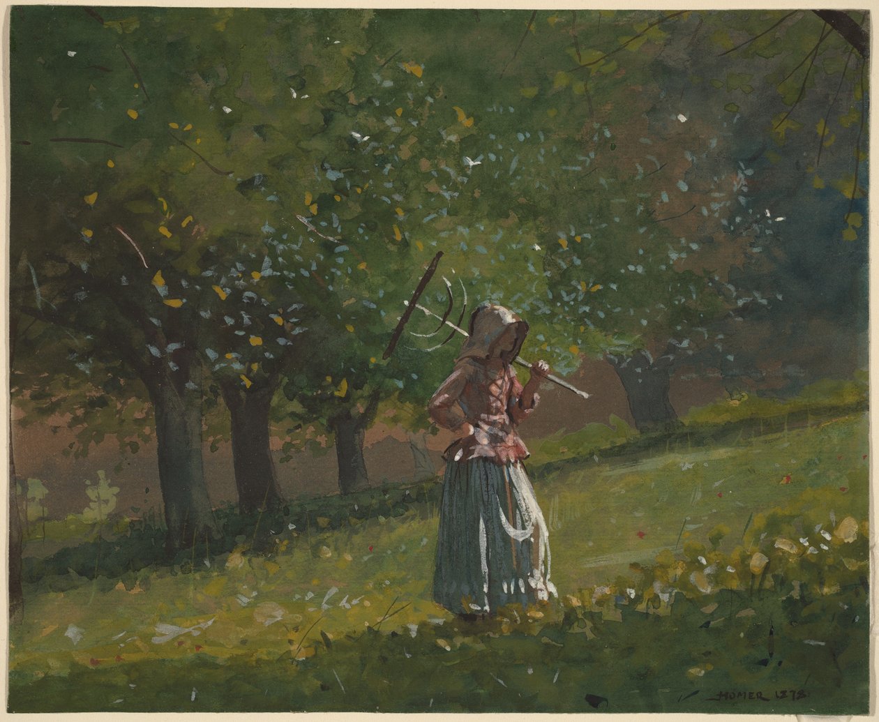 Dziewczyna z grabiami do siana autorstwa Winslow Homer
