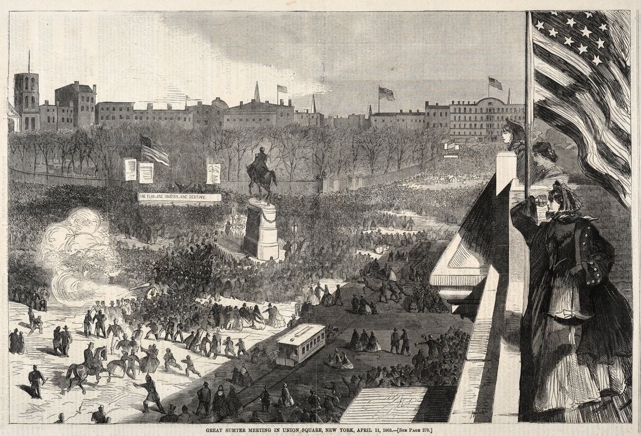 Wielkie Letnie Spotkanie na Union Square w Nowym Jorku, 11 kwietnia 1863, 1863. autorstwa Winslow Homer