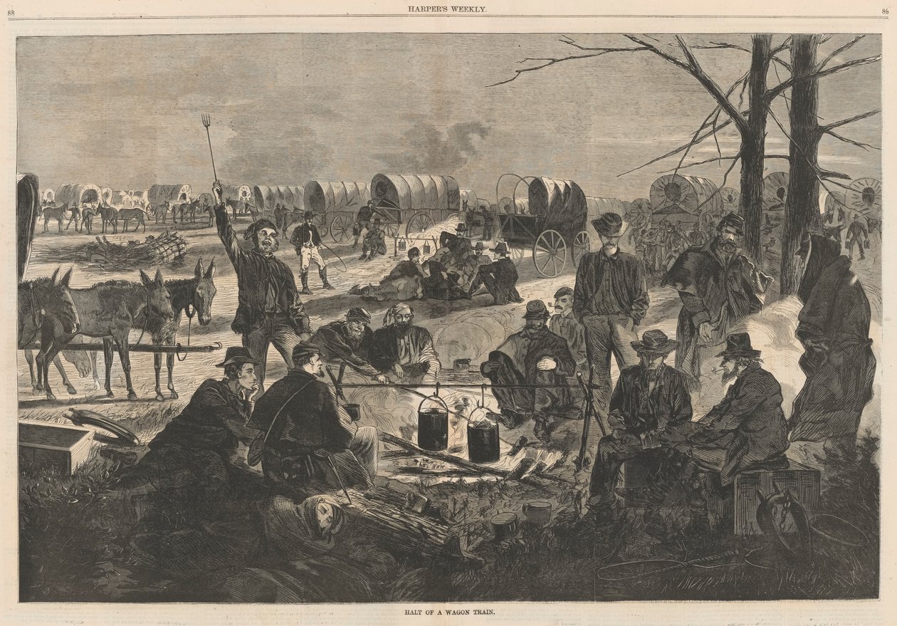 Zatrzymanie pociągu wagonowego; od Harper autorstwa Winslow Homer