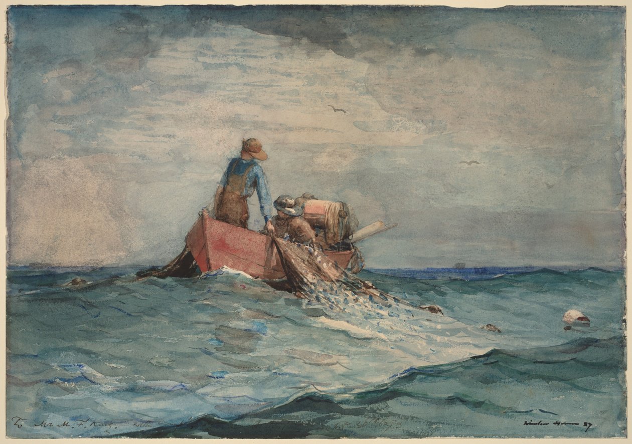 Wyciąganie sieci autorstwa Winslow Homer