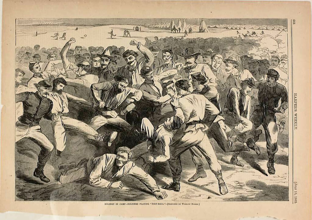 Wakacje w obozie - żołnierze grający w piłkę nożną autorstwa Winslow Homer