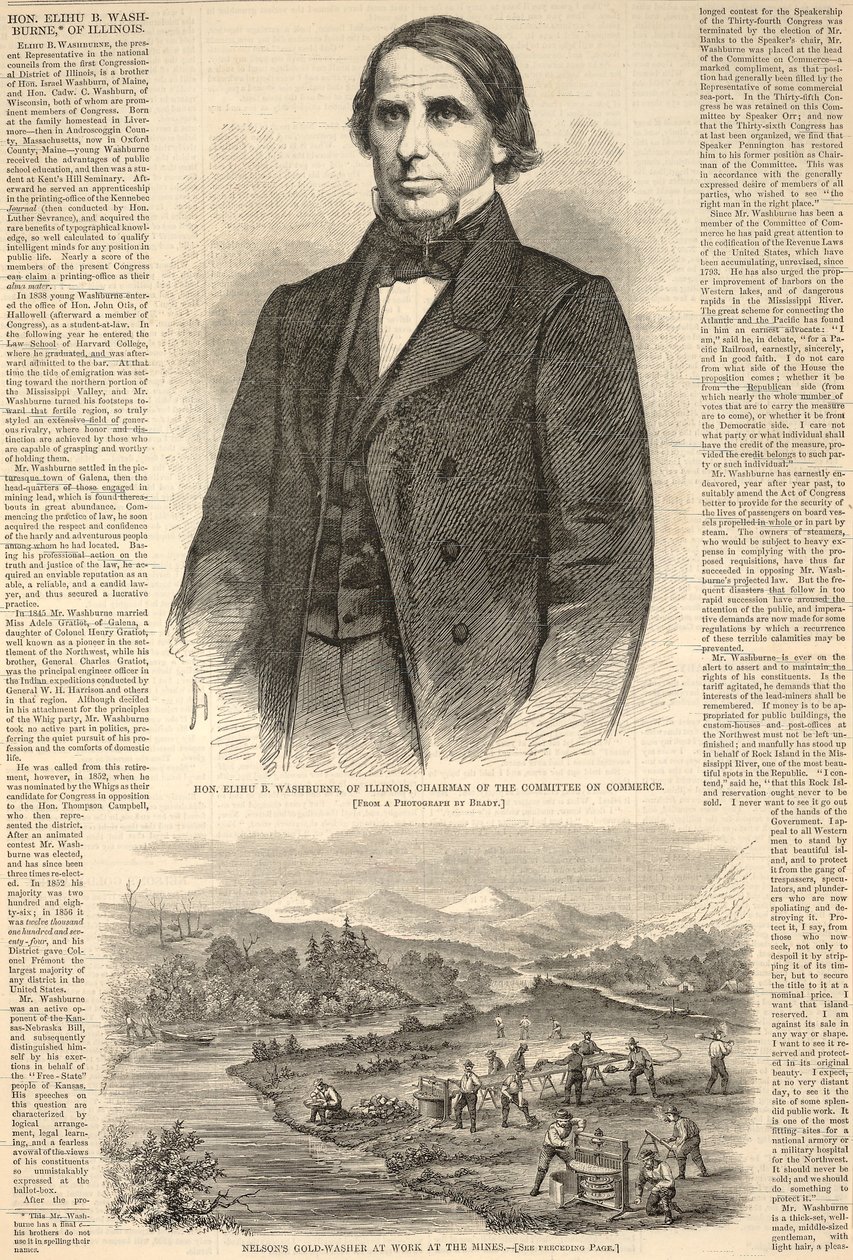 Czcigodny Elihu B. Washburne z Illinois, przewodniczący Komisji Handlu, z Harper