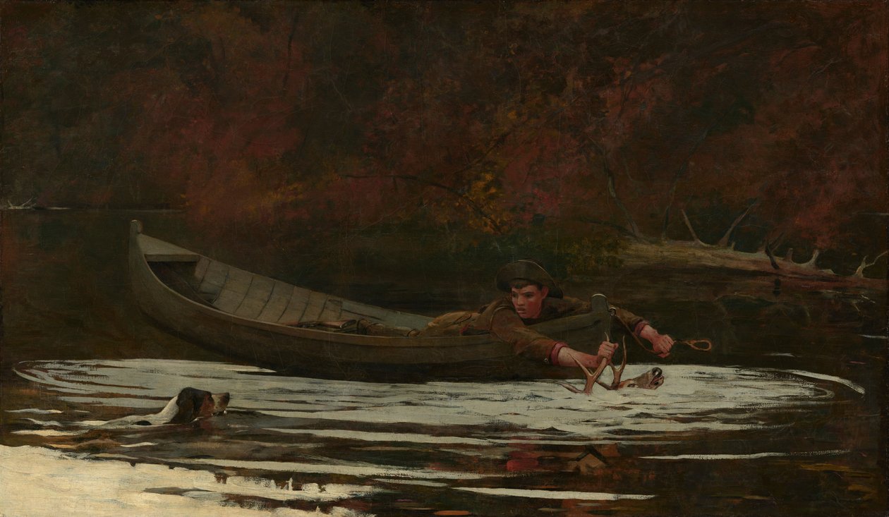 Pies myśliwski i myśliwy autorstwa Winslow Homer