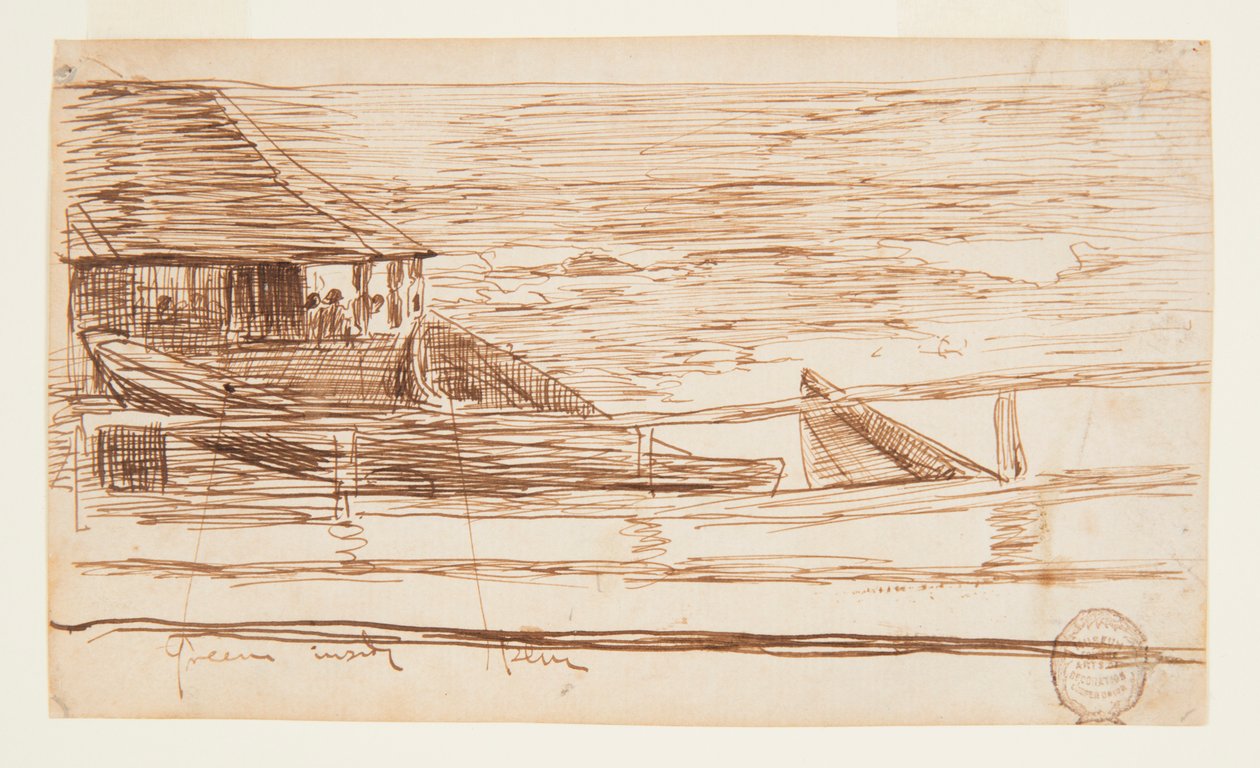 Dom na balustradzie z Beached Dories autorstwa Winslow Homer