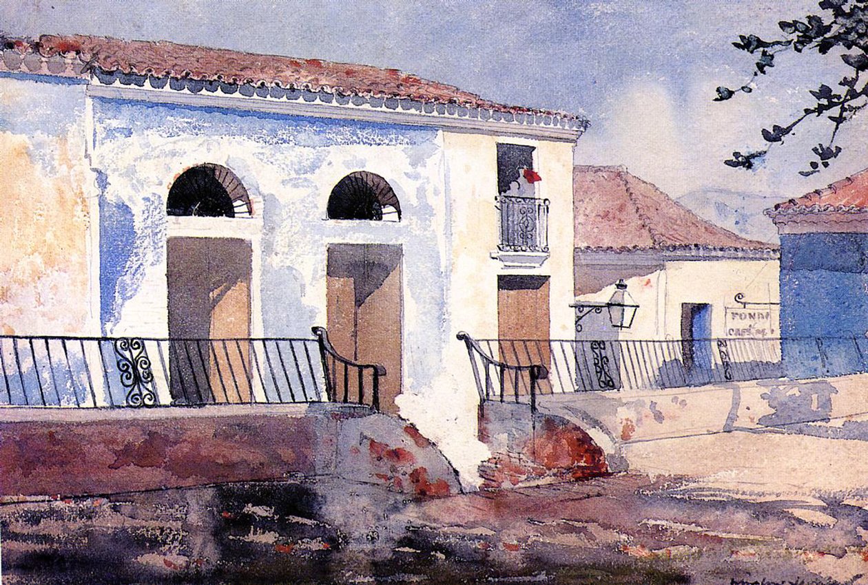 Dom w Santiago, Kuba, ok. 1885 (wc na papierze na pokładzie) autorstwa Winslow Homer