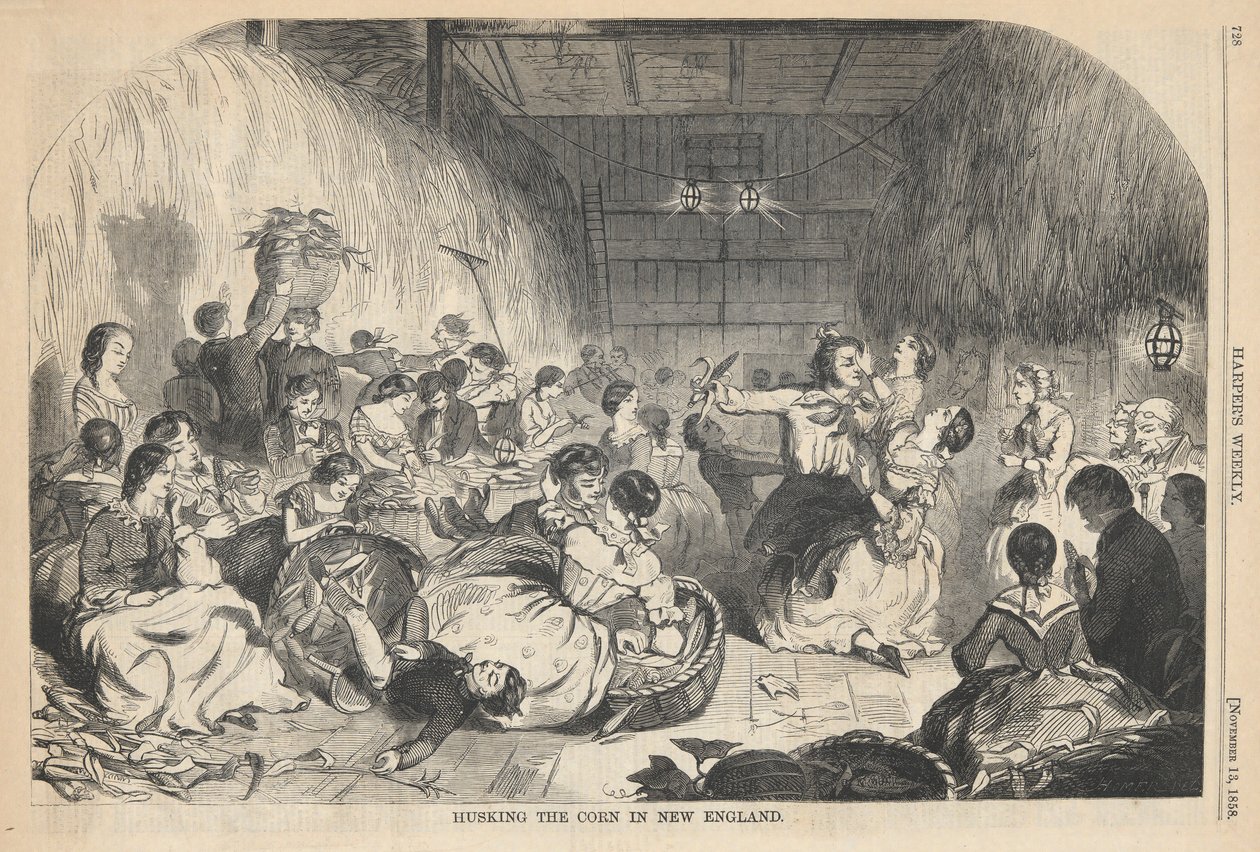 Łuskanie kukurydzy w Nowej Anglii, od Harper autorstwa Winslow Homer