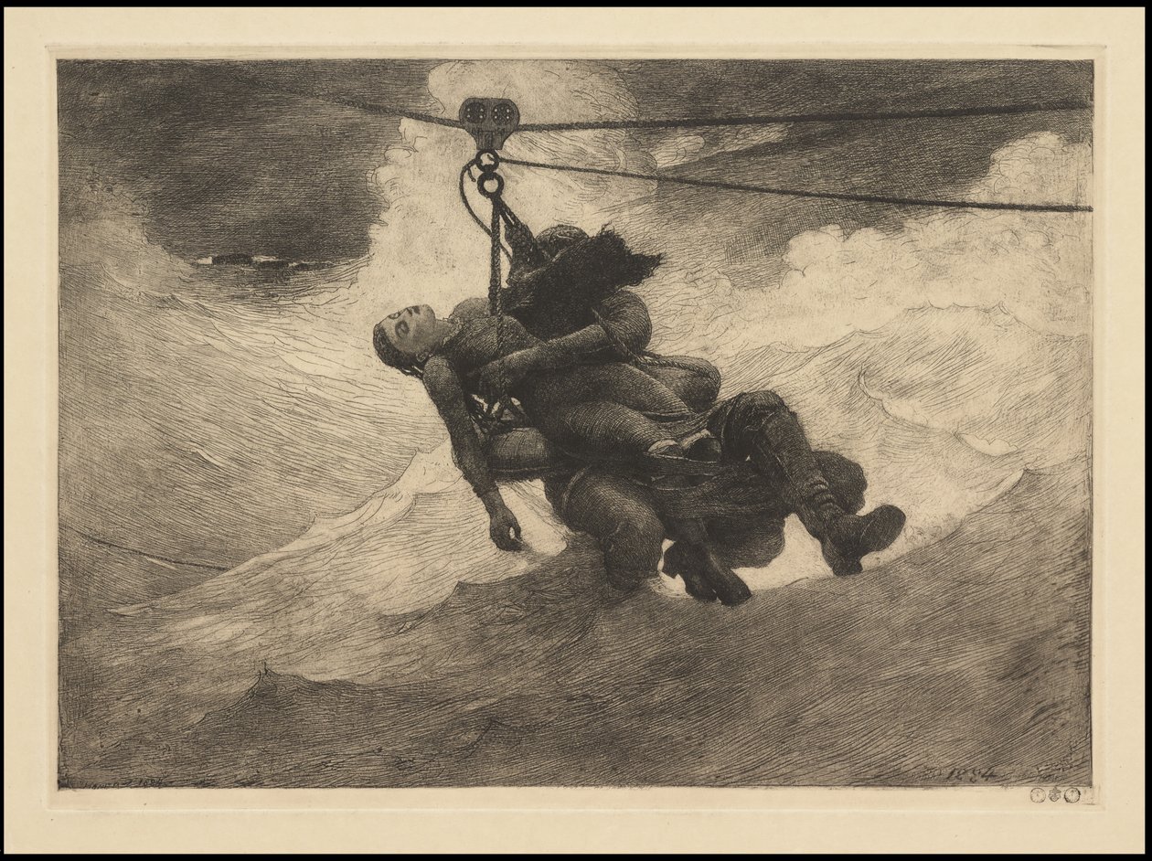 Linia życia, 1884, prawdopodobnie wydrukowana ok. 1940 autorstwa Winslow Homer
