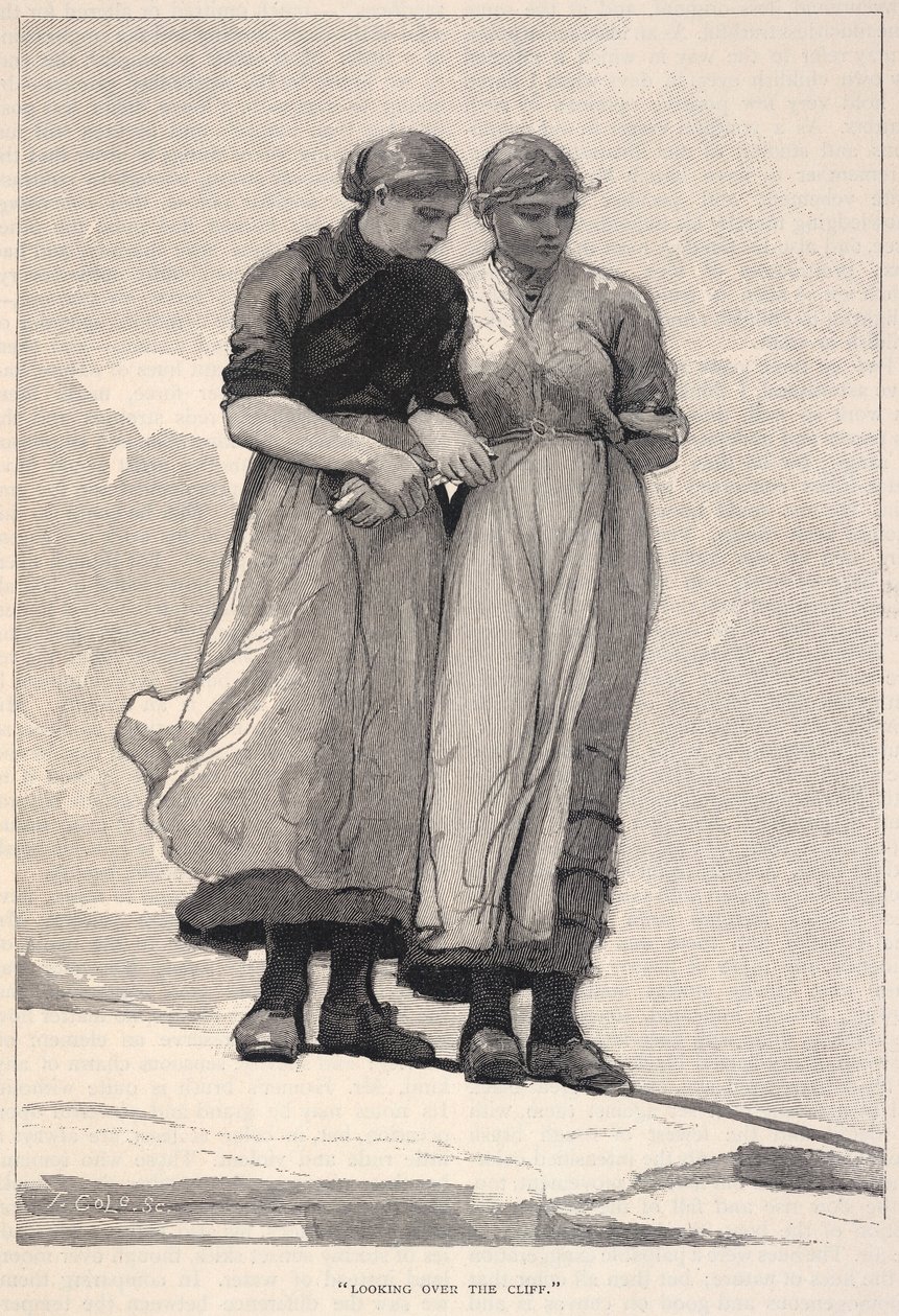 Looking Over The Cliff, z The Century Magazine, listopad 1883 r. autorstwa Winslow Homer
