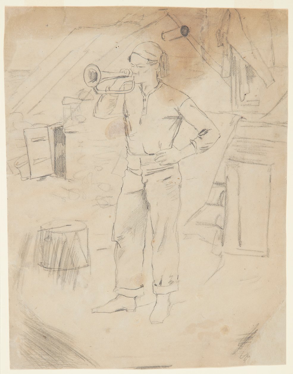 Mężczyzna noszący czapkę Zouave autorstwa Winslow Homer