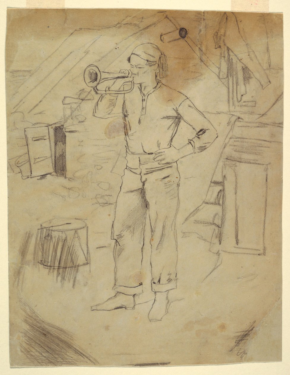 Mężczyzna noszący czapkę Zouave autorstwa Winslow Homer
