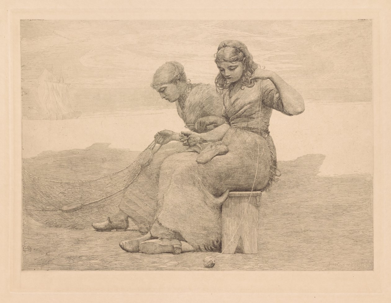 Naprawianie rozdarć autorstwa Winslow Homer