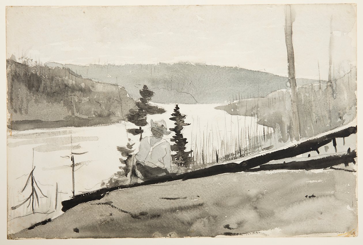 Górska rzeka lub jezioro autorstwa Winslow Homer