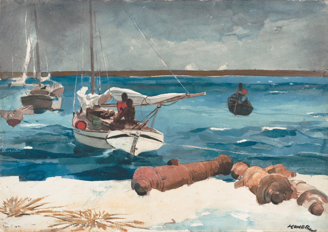 Nassau, 1899 (wc i grafit na złamanej bieli papierze) autorstwa Winslow Homer