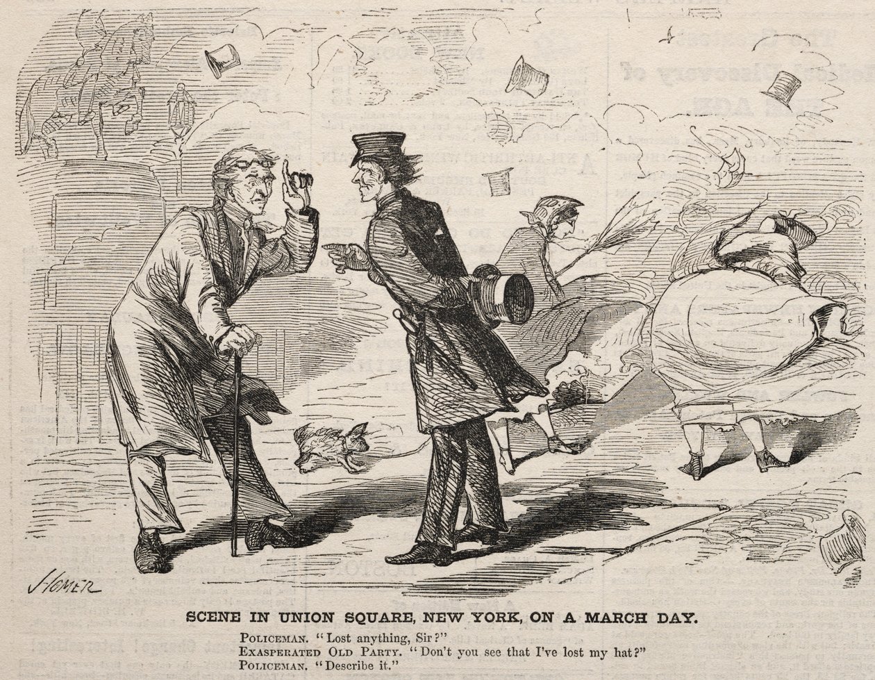 Scena na Union Square w Nowym Jorku, w dzień marca 1860 r. autorstwa Winslow Homer