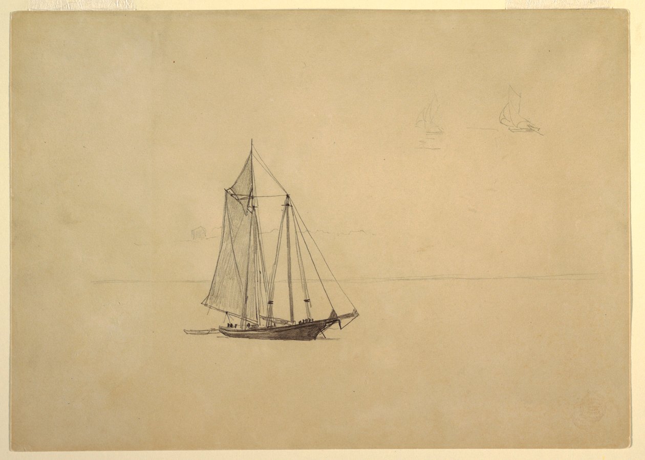 Szkuner z pontonem autorstwa Winslow Homer