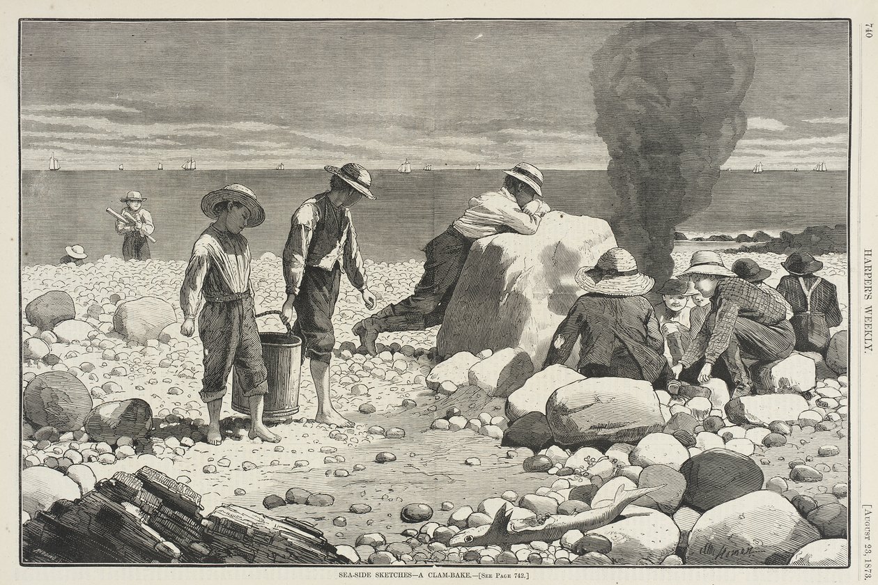 Szkice z nadmorskiego życia – Uczta z małżami autorstwa Winslow Homer