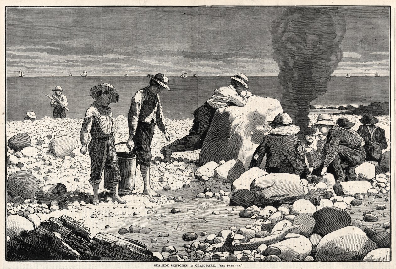 Szkice nad morzem - pieczone małże, 1873. autorstwa Winslow Homer