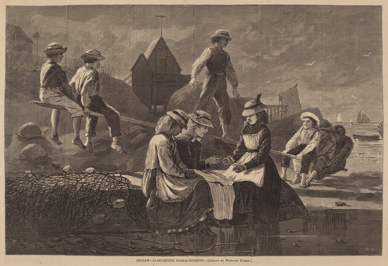 Huśtawka - Gloucester, Massachusetts, opublikowana w 1874 r. autorstwa Winslow Homer