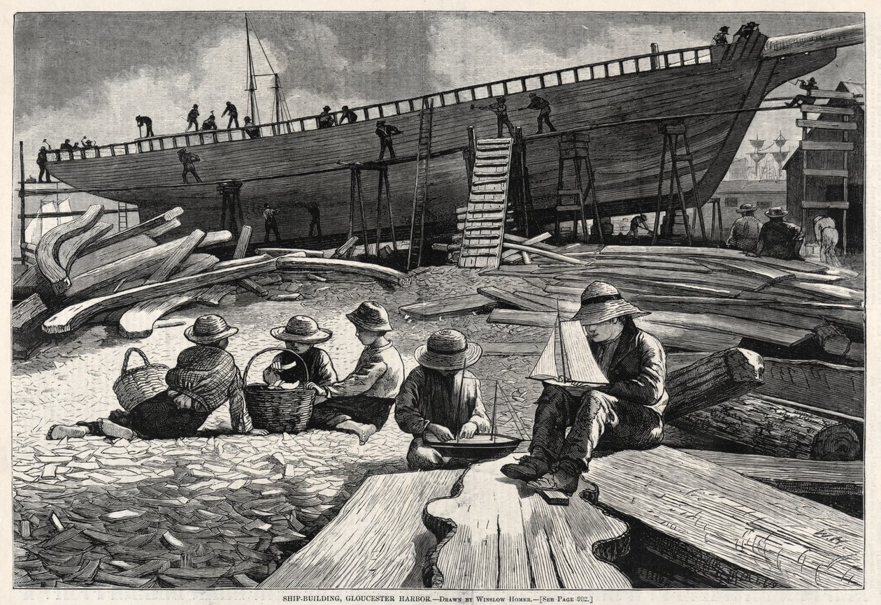 Budowa statków, port Gloucester autorstwa Winslow Homer