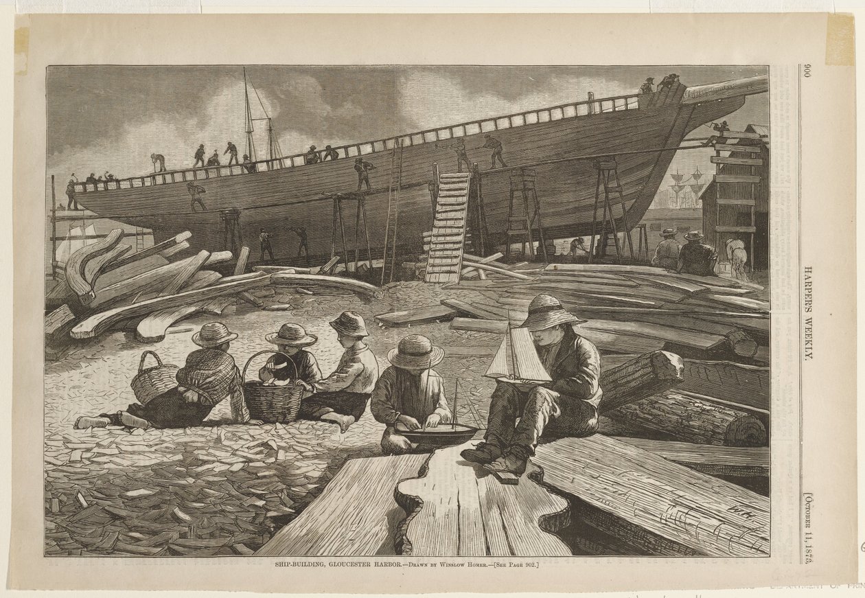 Budowa statków, port w Gloucester autorstwa Winslow Homer