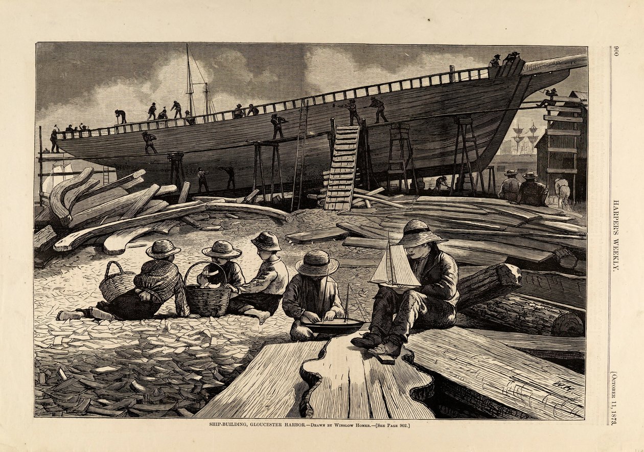 Budowa statków, Gloucester Harbor, z Harper