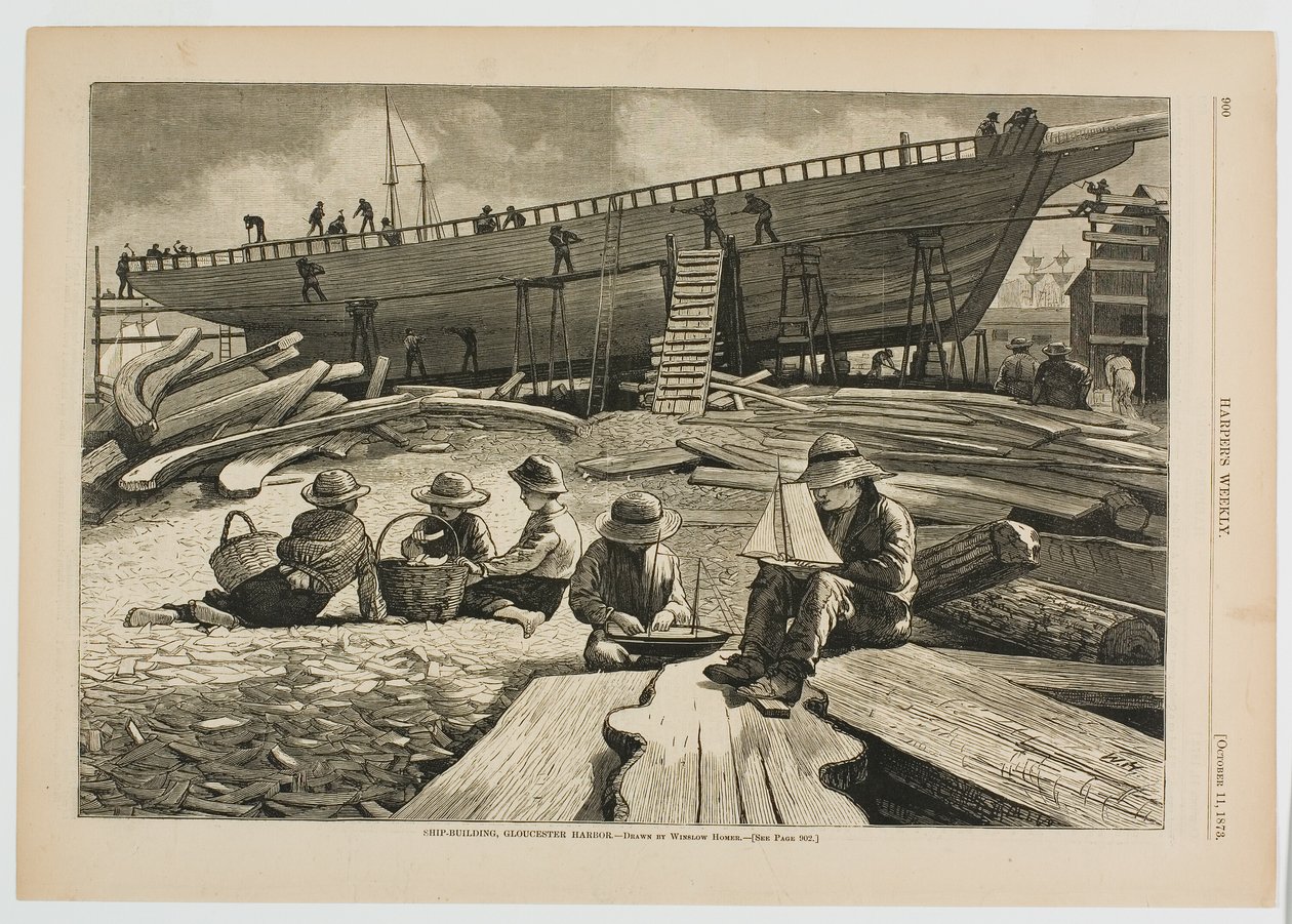 Budowa statku, port Gloucester autorstwa Winslow Homer