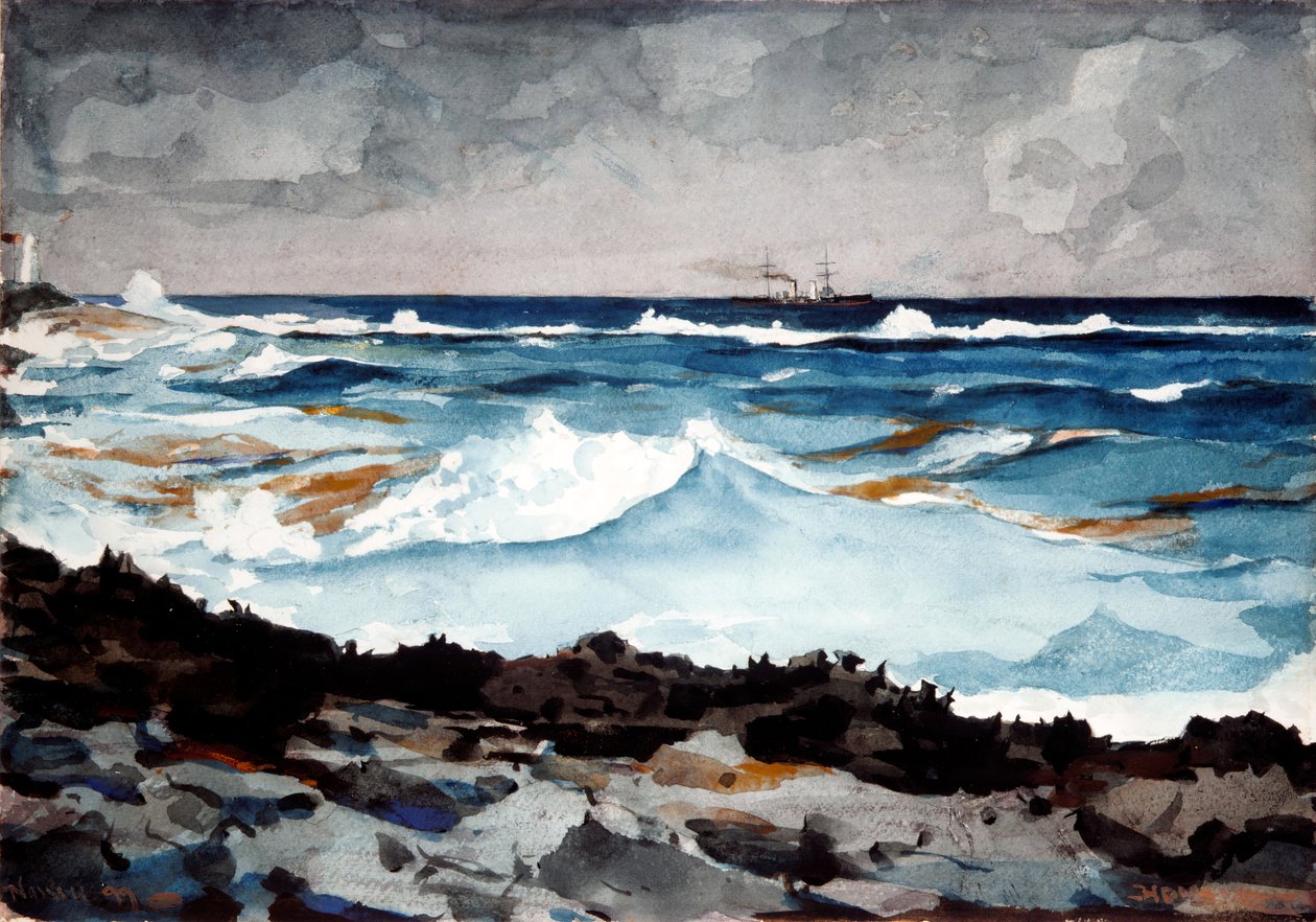 Brzeg i Surf, Nassau, 1899. autorstwa Winslow Homer